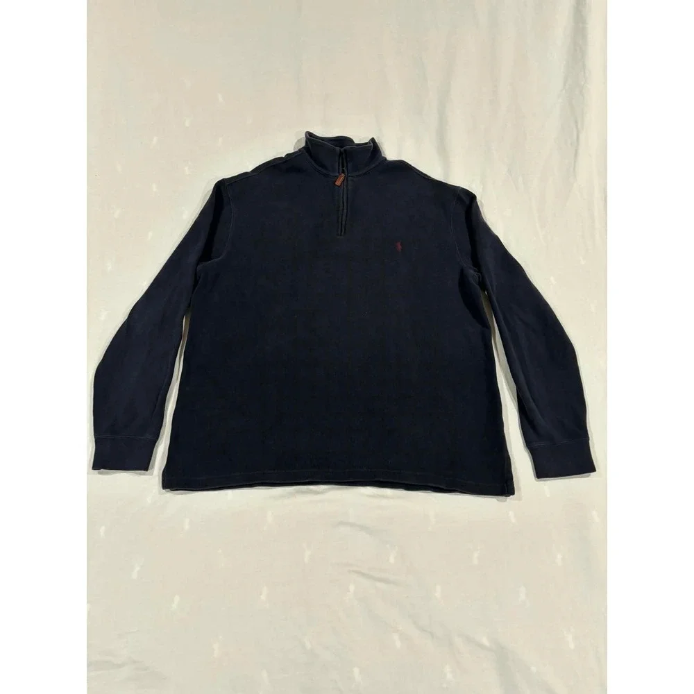 Polo Ralph Lauren Quarter Zip Long Sleeve Pullover Mens Large Navy Cotton